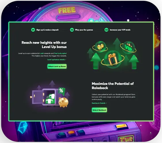 Casino bonuses section