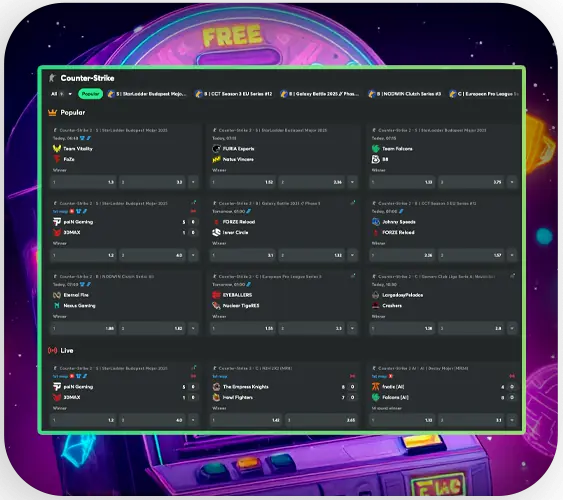View the betting market for CS 2