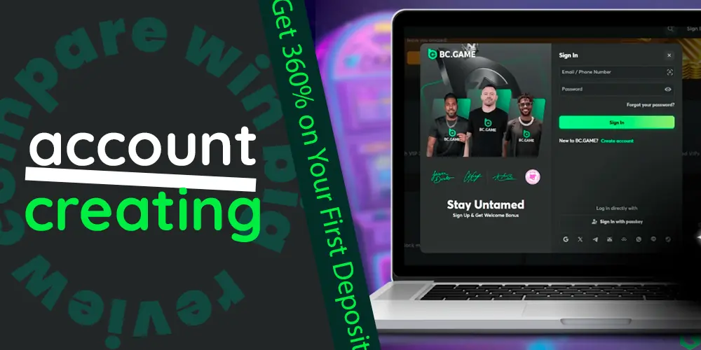 BC Game registration steps